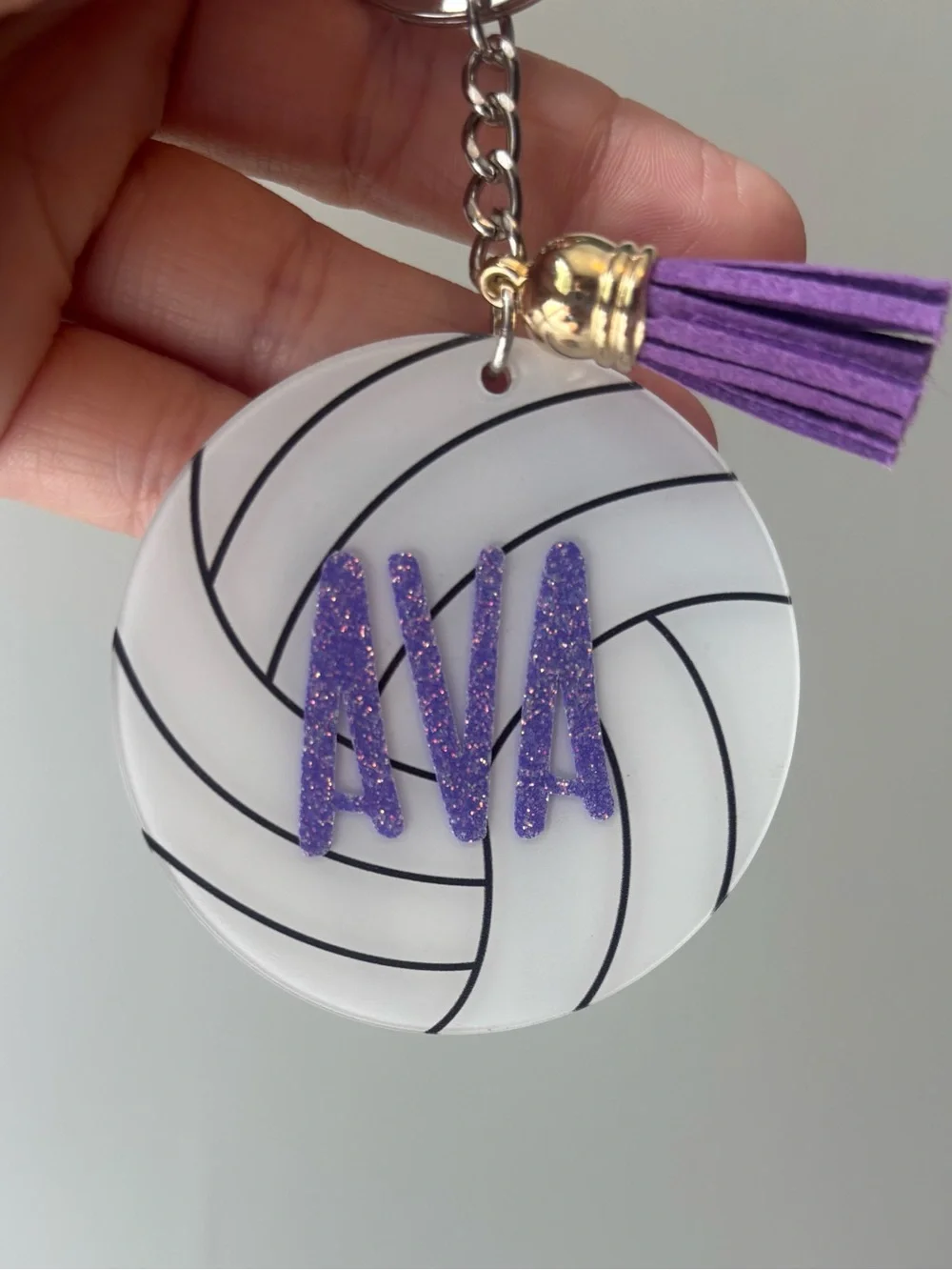 Custom Tassel Volleyball Keychain - Personalized Glitter Number/Name